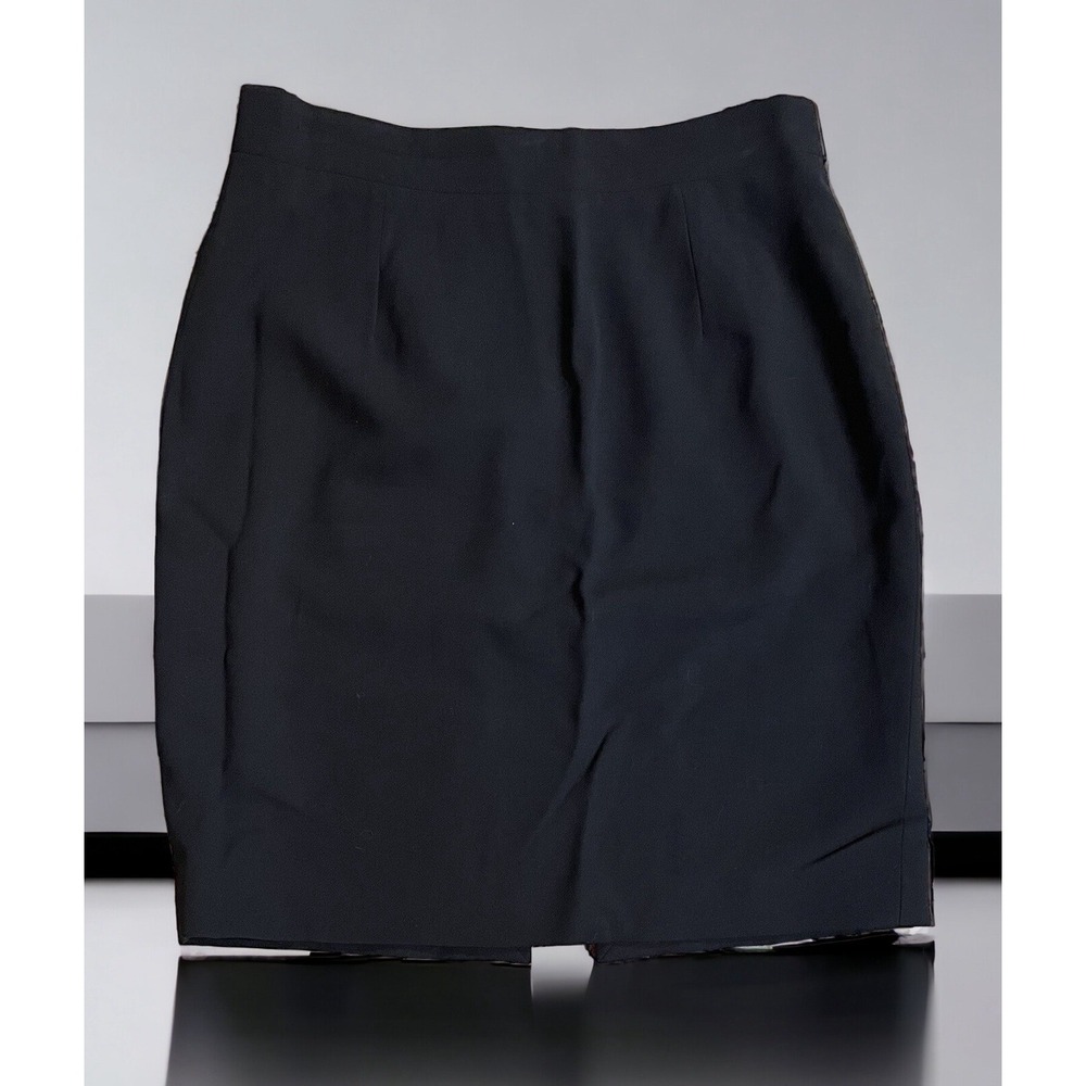 VTG St John Griffith Gray Black Mini Pencil Skirt Career Quiet Luxury Basic 30"W